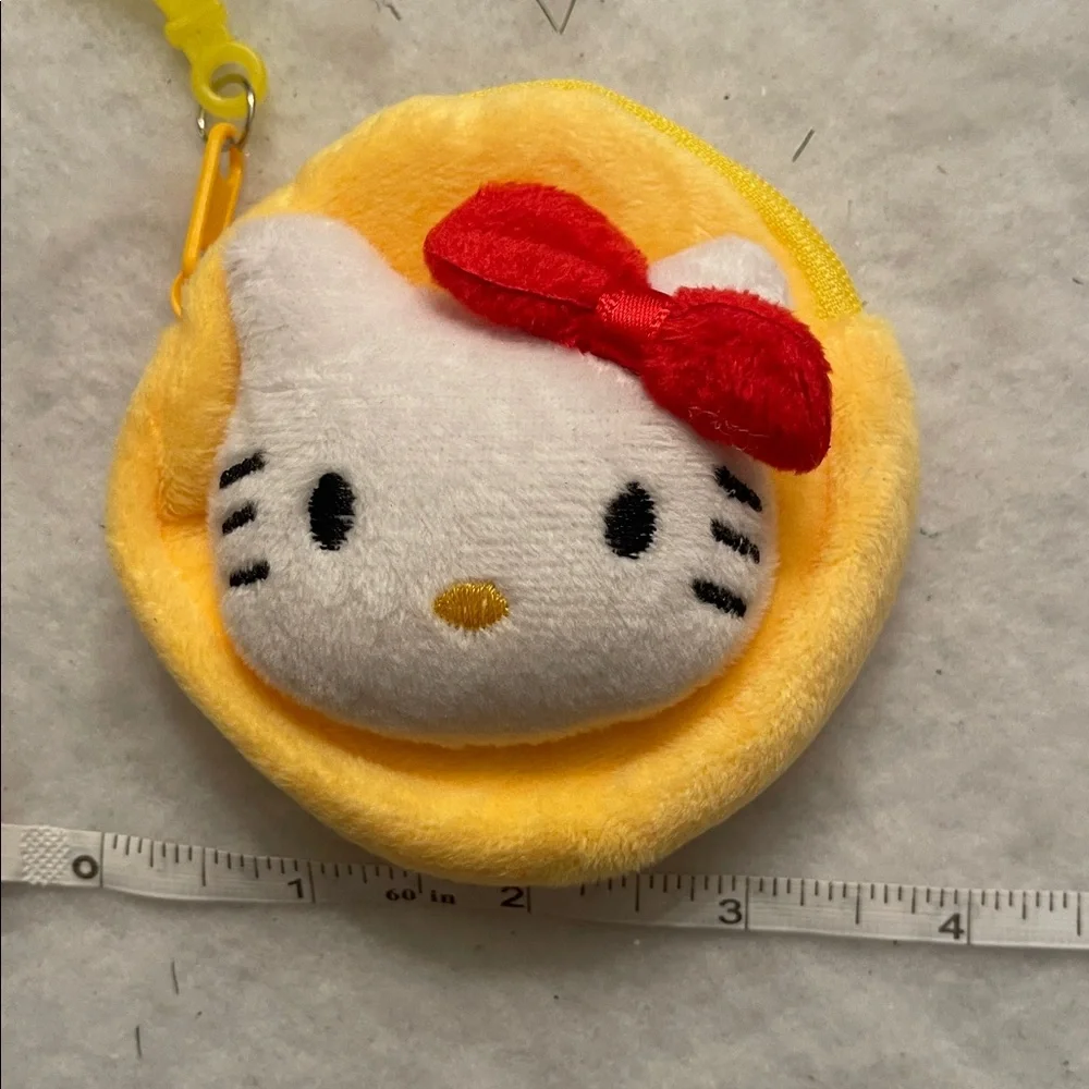 Hello Kitty Yellow Plush Coin Purse new soft with clip